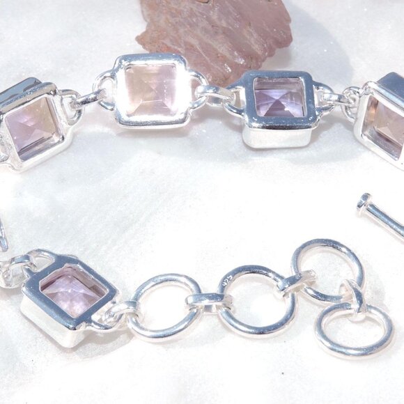 Ametrine Cut Natural Gemstone 925 Sterling Silver Bracelets, One of a Kind Gift - Picture 5 of 5